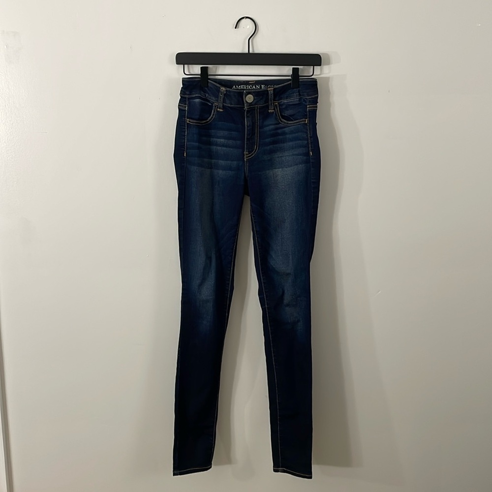 American Eagle LONG Dark Wash Super Stretch Hi-Rise Jegging